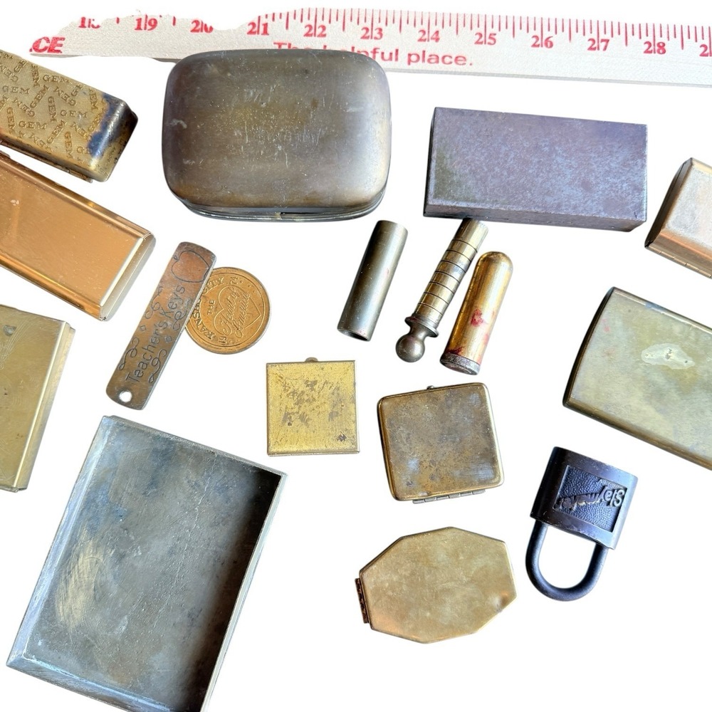 Vintage Brass‎ Metal Cases & Accessories Lot MCM Estate